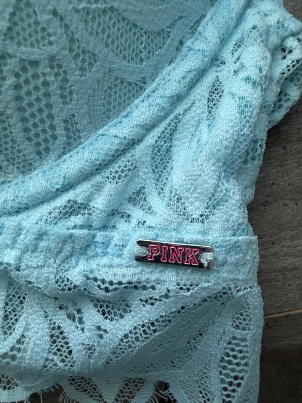 PINK Victoria's Secret Scalloped Lace Push-Up Bra in Pale Blue - Picture 2 of 6
